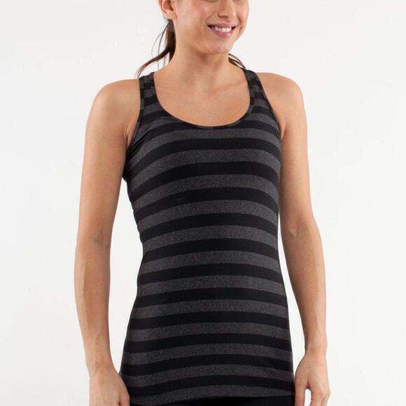 lululemon athletica Tops - Lululemon Cool Racerback Black Micro Macro Stripe
